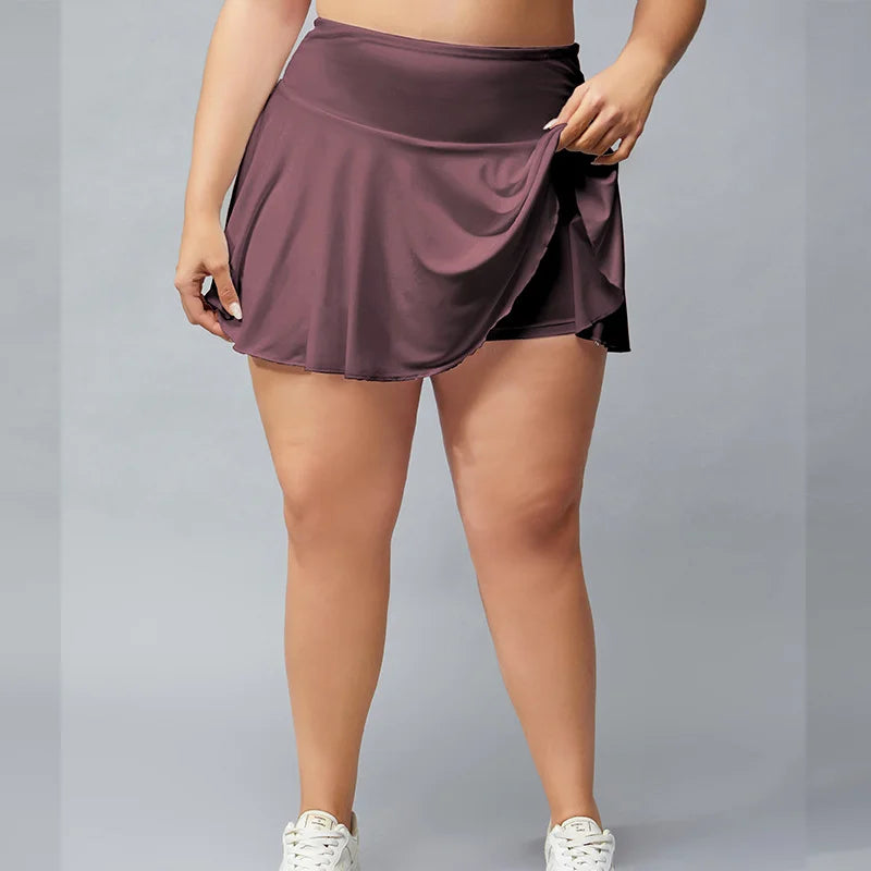 Plus size drawstring double-layer sports shorts