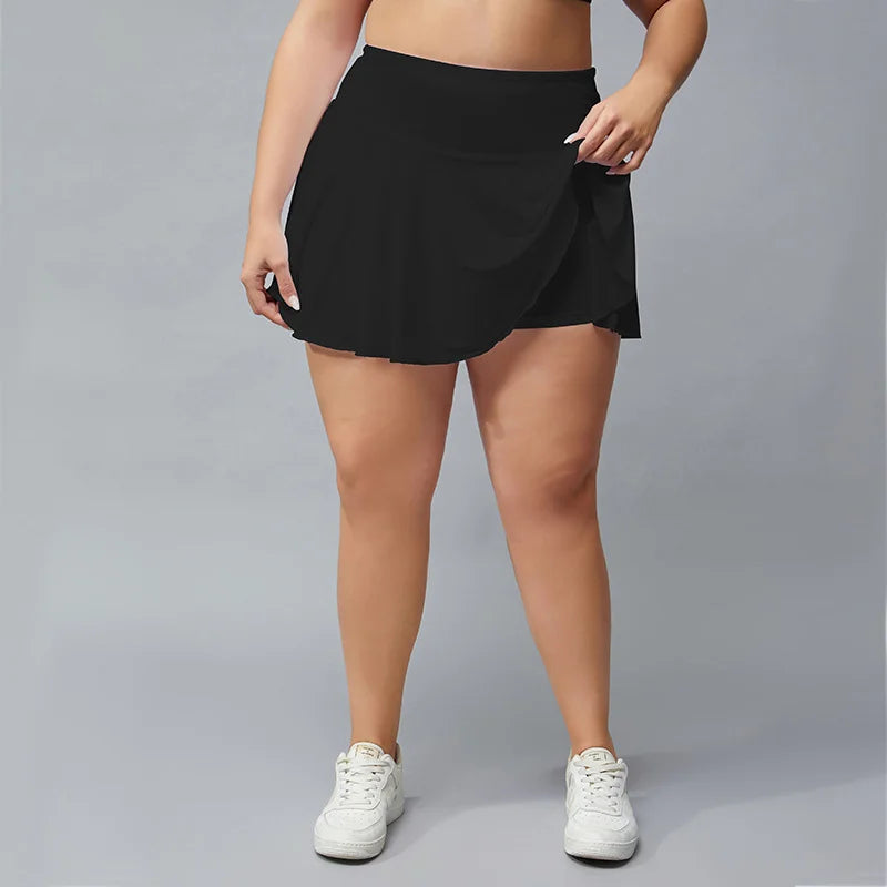 Plus size drawstring double-layer sports shorts