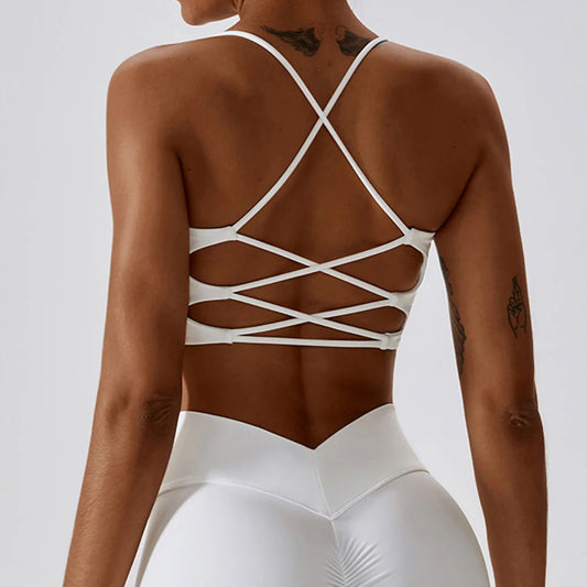 Cross-back sports bra