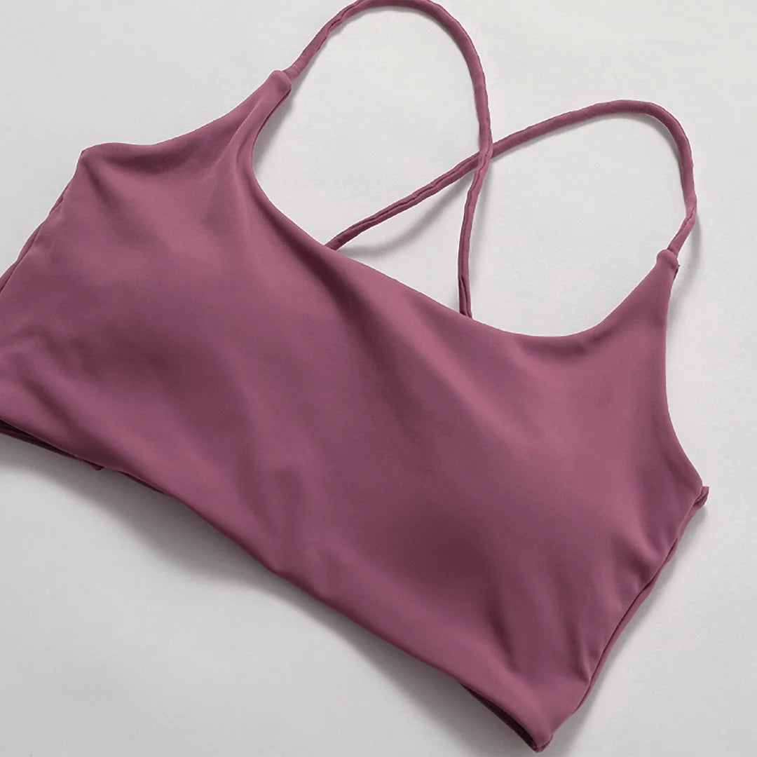 Cross-back sports bra