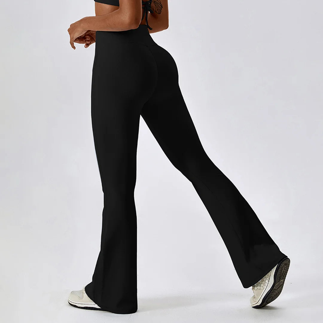 Cross-Waist Flare Pants