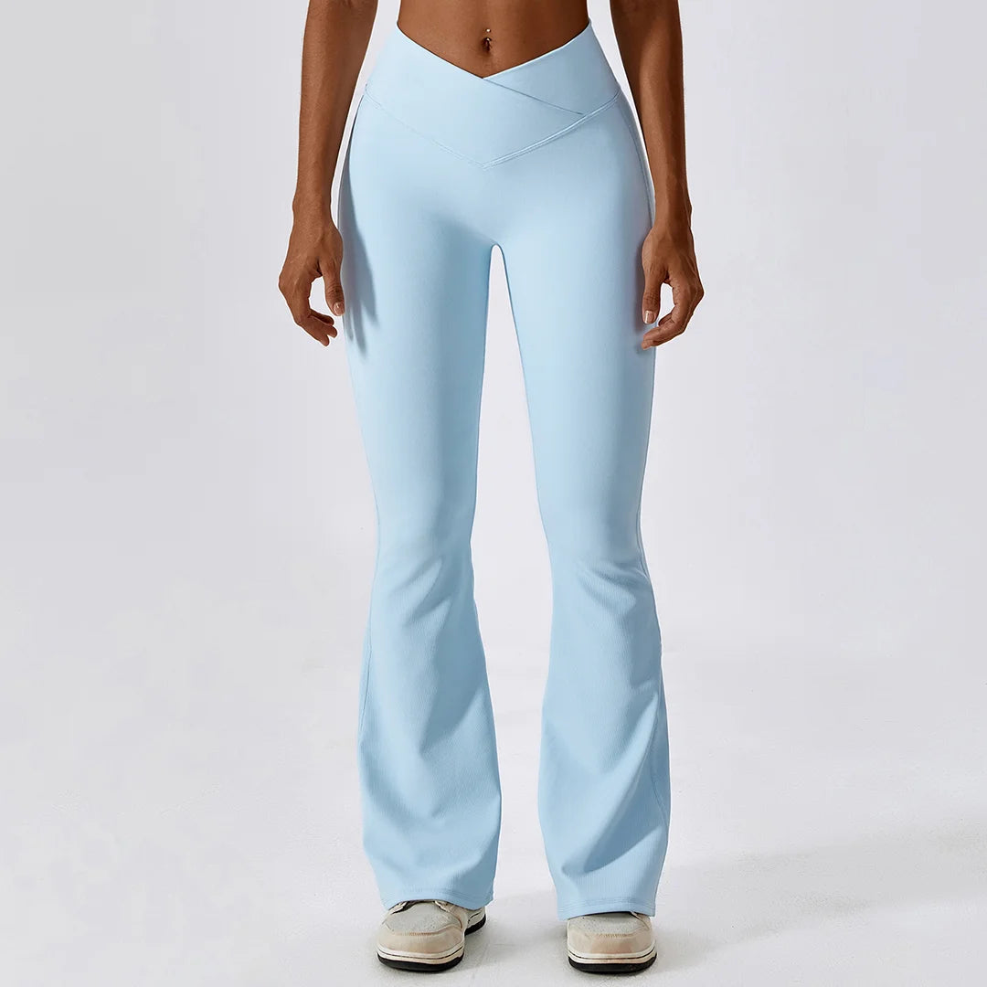 Cross-Waist Flare Pants