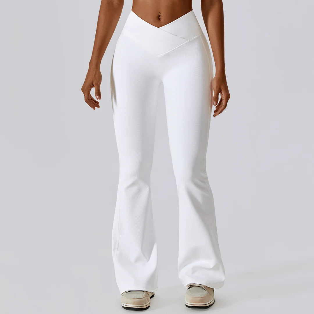 Cross-Waist Flare Pants