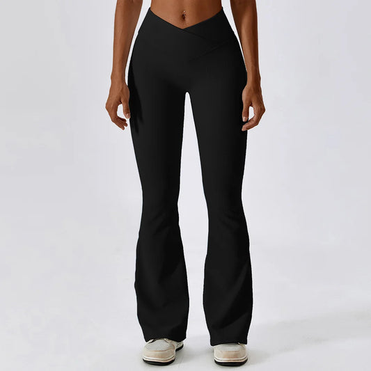 Cross-Waist Flare Pants