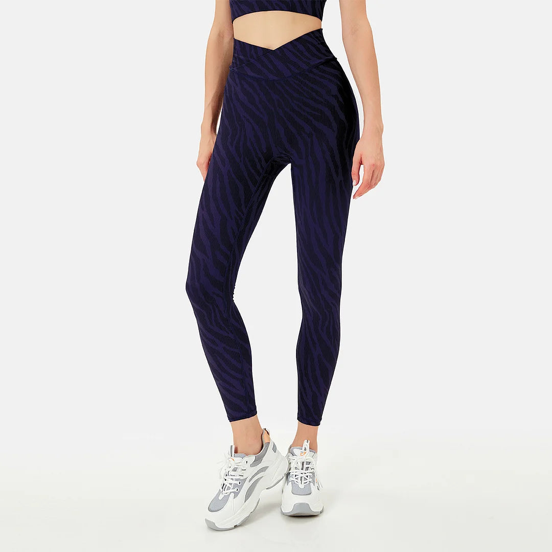 Striped Cross-waist legging